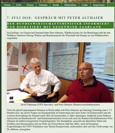 Zu Gast in Altmaiers Wahlkreisbüro: Windkraftgegner