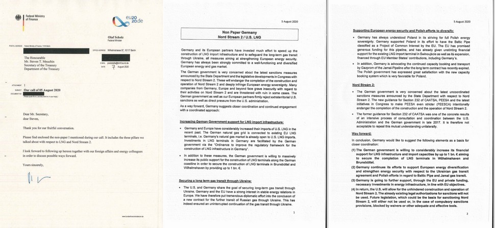 Update: Am 9. 2. 2021 veröffentlichte die Deutsche Umwelthilfe (DUH) den Scholz-Brief an seinen US-Kollegen Mnuchin. Er ist auf den DUH-Seiten herunterladbar. Wir haben die Abbildung nachträglich eingefügt. 